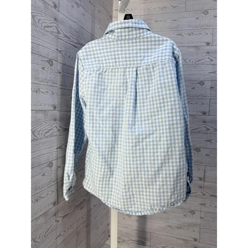 Tommy‎ Bahama Youth Boys Shirt Small 5-6 Blue Check Long Sleeve Button Up Soft